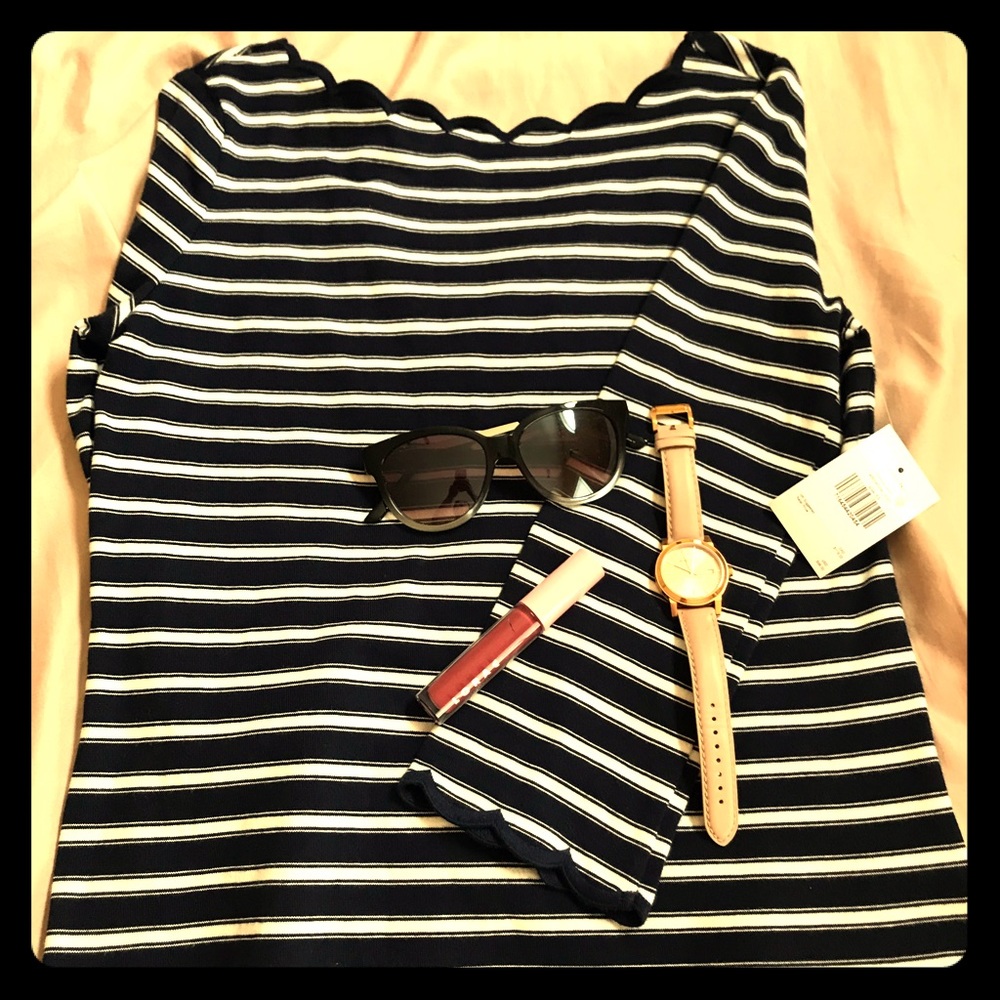 BNWT Kate Spade Stripe Scallop Knit Top